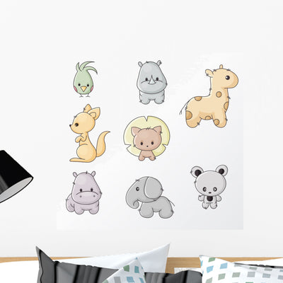 Set Wild Animals Wall Decal shown on a wall