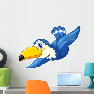 Blue Bird Wall Decal shown on a wall