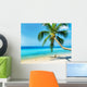 Green tree on white sand beach Wall Mural