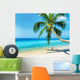 Green tree on white sand beach Wall Mural