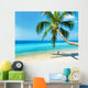 Green tree on white sand beach Wall Mural