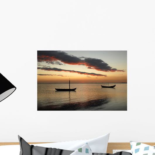 small moliceiro portuguese boats on the sunset Wall Mural