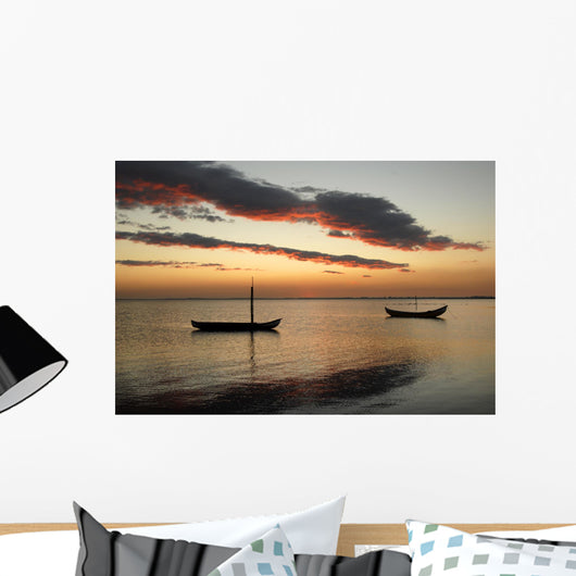 small moliceiro portuguese boats on the sunset Wall Mural
