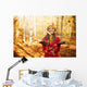 Happy Woman Throwing Leaves Wall Decal