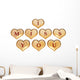 3d golden hearts red word text - I miss you Wall Decal