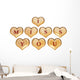 3d golden hearts red word text - I miss you Wall Decal