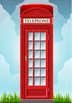 English Red Telephone Cabin on the Grass 