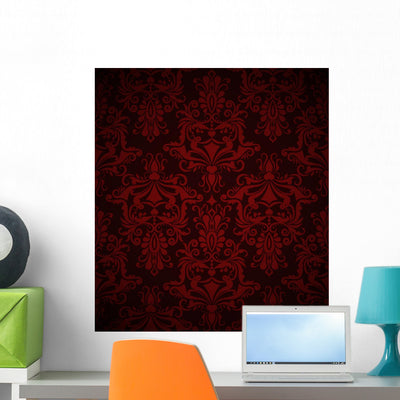 Seamless Dark Red Vintage Wall Decal shown on a wall
