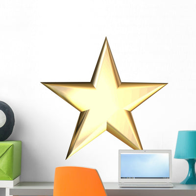 Gold Star Wall Decal shown on a wall