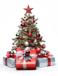Decorated Christmas tree and gifts Wall Decal