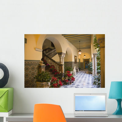 Spain Seville Patio Wall Mural shown on a wall