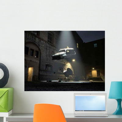 Alien Abduction Recycling Metaphor Wall Decal shown on a wall