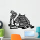 lying camel with saddle black white Wall Decal