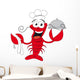 Lobster chef holding a plate - funny vector illustration Wall Decal