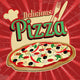 Delicious pizza vintage poster 