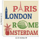 Paris, London, Rome and Amsterdam stamps Wall Mural