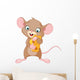 Mouse holding a piece of cheese Wall Decal