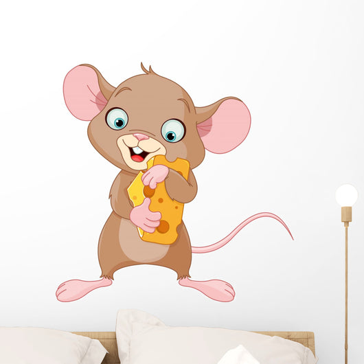 Mouse holding a piece of cheese Wall Decal