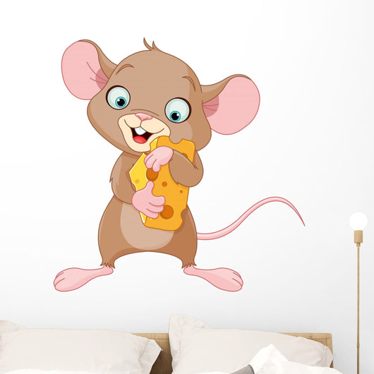 Mouse holding a piece of cheese Wall Decal