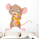 Mouse holding a piece of cheese Wall Decal