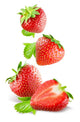 Falling Strawberries Isolated on a White Background 