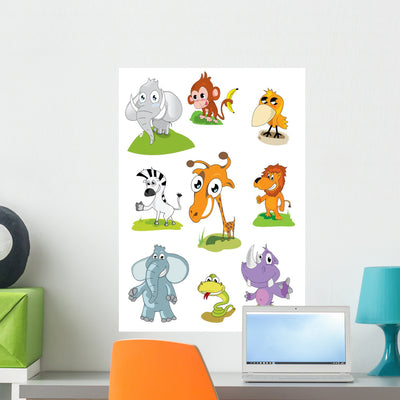 Animal Mix Wall Mural shown on a wall