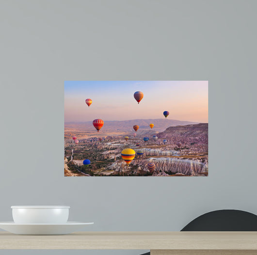 Hot air balloon flying over Cappadocia Turkey 
