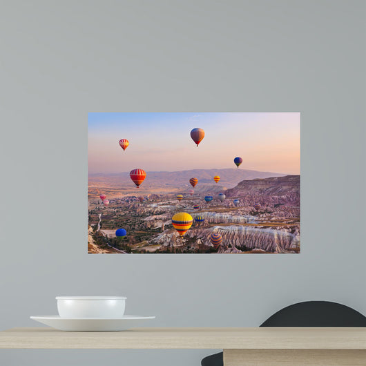 Hot air balloon flying over Cappadocia Turkey 