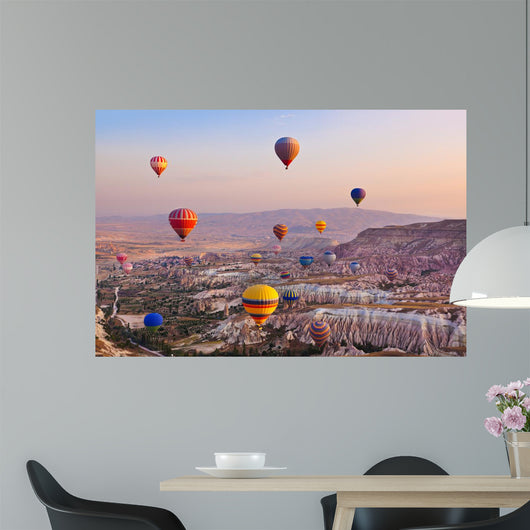 Hot air balloon flying over Cappadocia Turkey 