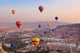 Hot air balloon flying over Cappadocia Turkey 