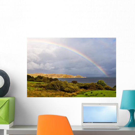Rainbow above the lake, Isle of Skye, Scotland Wall Mural