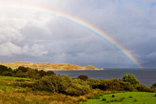 Rainbow above the lake, Isle of Skye, Scotland Wall Mural