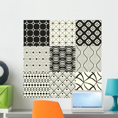 Abstract Geometric Black and Wall Decal shown on a wall