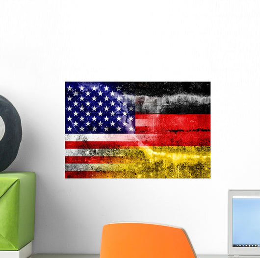 USA and Germany Flag painted on grunge wall 