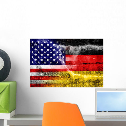 USA and Germany Flag painted on grunge wall 