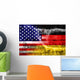 USA and Germany Flag painted on grunge wall 