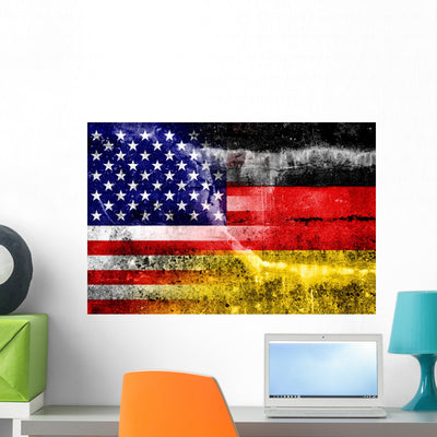 Usa and Germany Flag shown on a wall