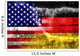 USA and Germany Flag painted on grunge wall 