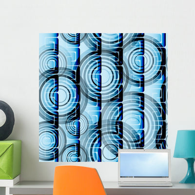 Abstract Blue Seamless Wall Decal shown on a wall