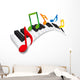 Wavy Keyboard Piano Music Notes Wall Decal