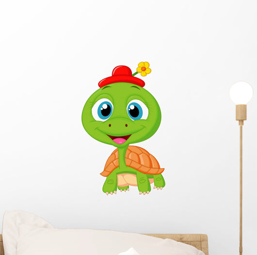 Cute turtle cartoon Wall Decal