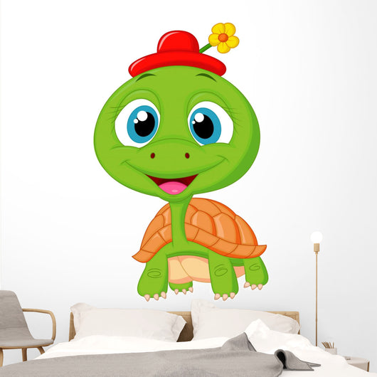 Cute turtle cartoon Wall Decal