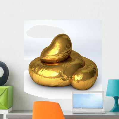 Golden Poo Piles Valuable shown on a wall
