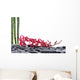 Branch Red Orchid with Thin Bamboo Grove on Pebbles 
