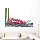 Branch Red Orchid with Thin Bamboo Grove on Pebbles 