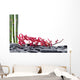 Branch Red Orchid with Thin Bamboo Grove on Pebbles 