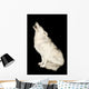 Wolf Howling Isolated Over Black Wall Mural
