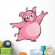 Cartoon happy cute pink pig character presenting 