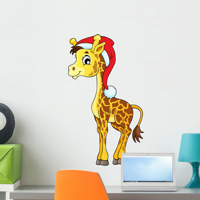 Christmas Animal Theme Image Wall Decal shown on a wall