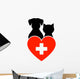 Veterinary Sign with Dog and Cat Wall Decal